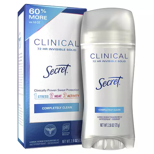 Secret Clinical Strength Invisible Solid Antiperspirant Deodorant - Completely Clean