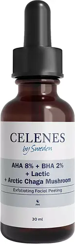 Celenes by Sweden AHA 8% + BHA 2% + Lactic + Arctic Chaga Mushroom Exfoliating Facial Peeling