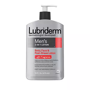 Lubriderm Men's 3-in-1 Lotion Body, Face, and Post-Shave Lotion Light Fragrance