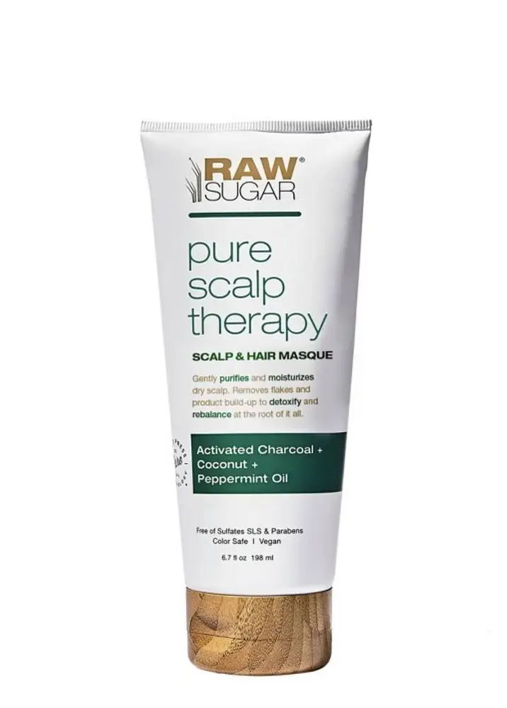Raw Sugar Pure Scalp Therapy Scalp & Hair Masque Activated Charcoal + Coconut + Peppermint Oil