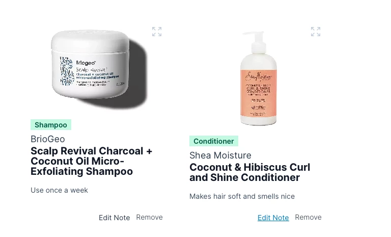 Add notes to the haircare you have used