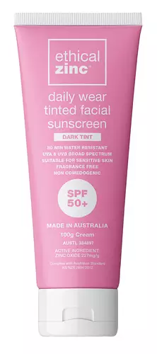 Ethical Zinc Daily Wear Tinted Facial Sunscreen SPF 50+ Dark Tint