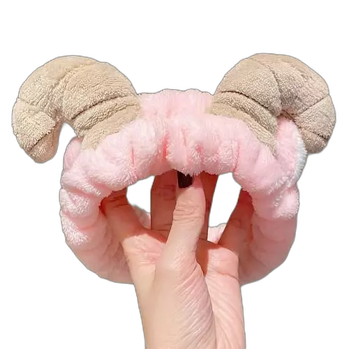 Arso Raso Sheep Horn Face Wash Headband Pink