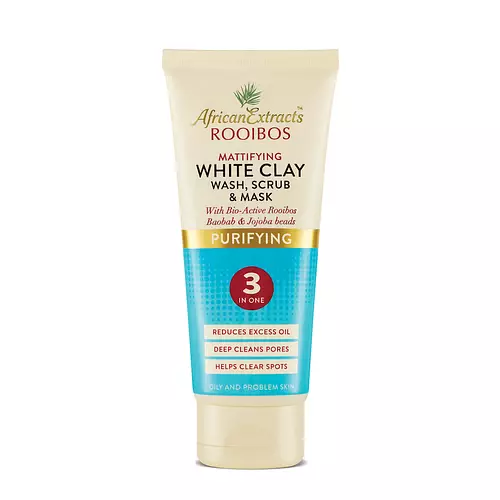 African Extracts Rooibos Skin Care Purifying Mattifying White Clay: Wash, Scrub & Mask