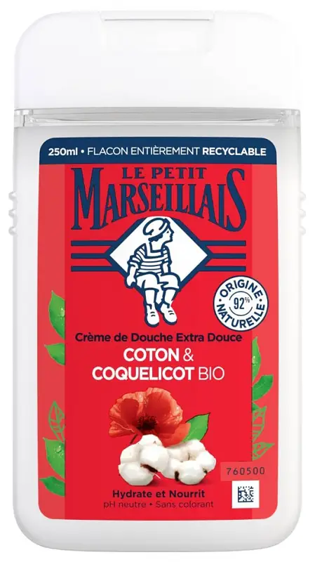 Le Petit Marseillais Extra Gentle Shower Cream Organic Milk Cotton and Red Poppy