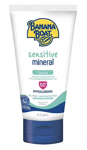 Banana Boat Sensitive 100% Mineral Face Sunscreen Lotion SPF 50+