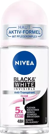 Nivea Antiperspirant Deodorant Roll-On Black & White Invisible Clear Germany