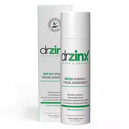 Dr Zinx Organic Vitamin C Mineral Sunscreen SPF 50 Zinc + Thuja (Hinokitiol)