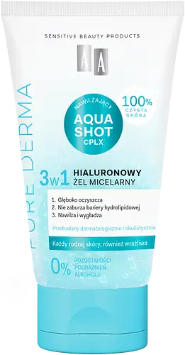 AA Aqua Shot 3in1 facial cleansing gel, hyaluronic