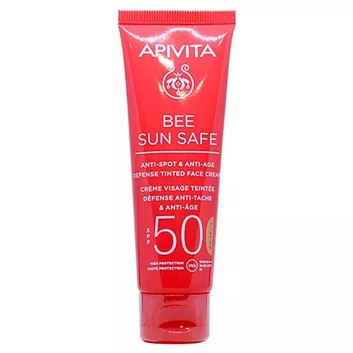 Apivita Natural Cosmetics Bee Sun Safe Anti-Spot & Anti-Age Defense Tinted Face Cream SPF50